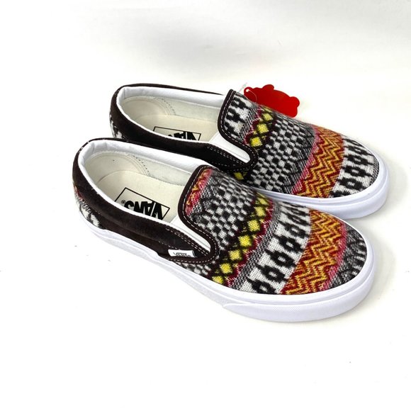 VANS CLASSIC SLIP ON Shoes Mens fair isle Brown Canvas Casual Size VN0A5JMHBF0 - Picture 4 of 10